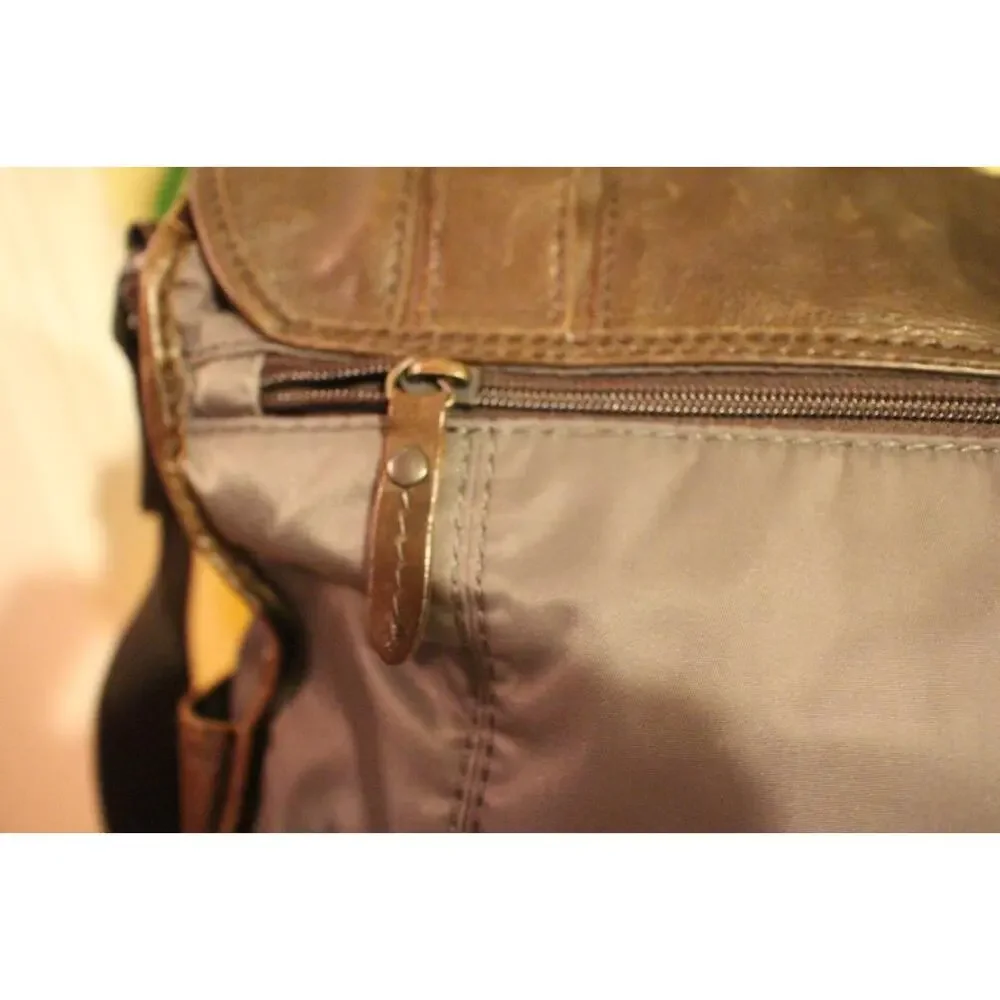 mens FOSSIL nylon leather double buckle soft briefcase (3000
